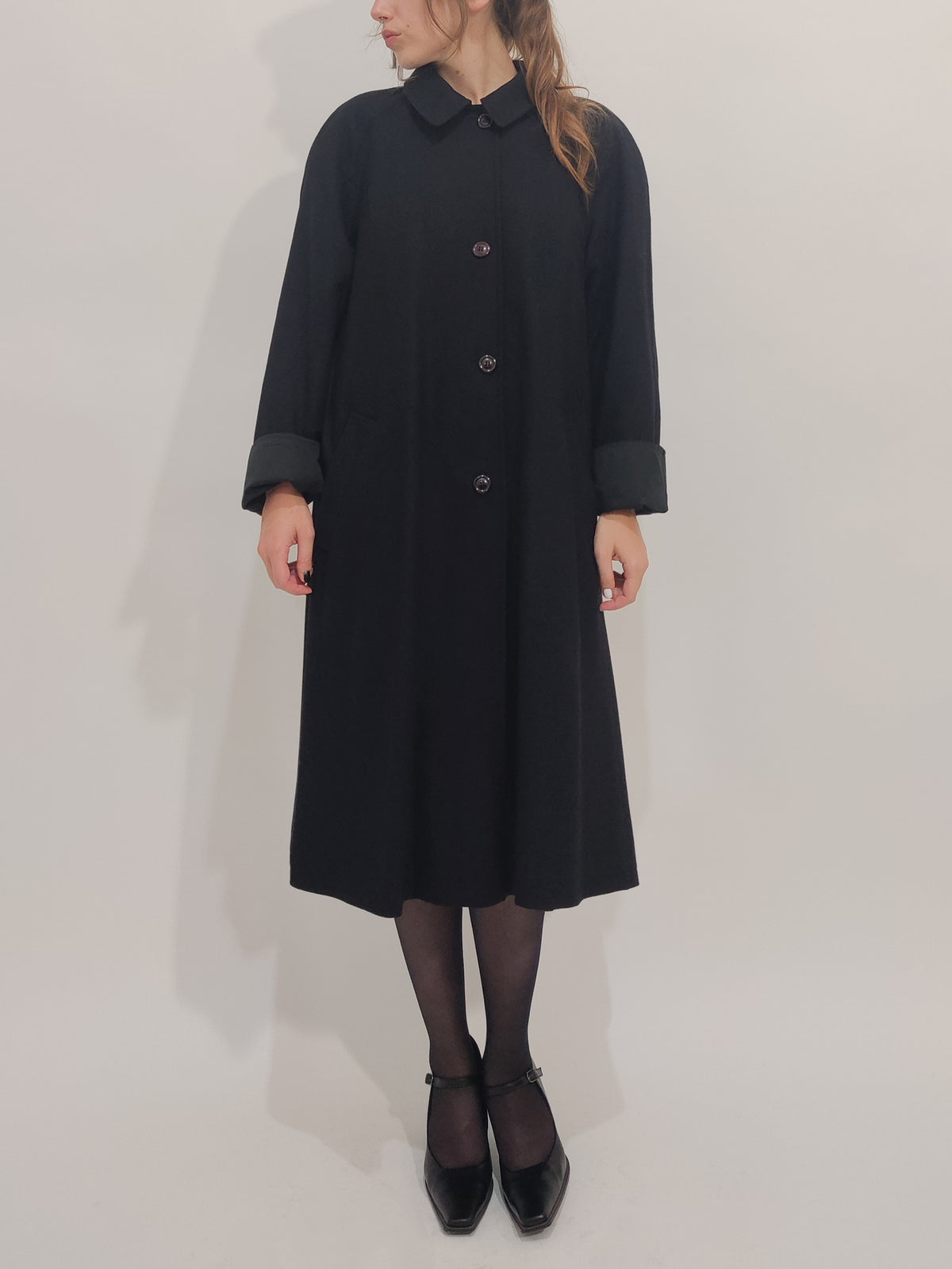 '80s Reversible Black Trenchcoat -
