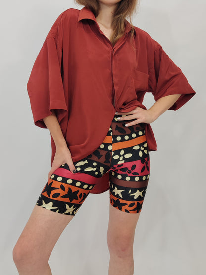 Vintage Biker Shorts - Stripes & Fish