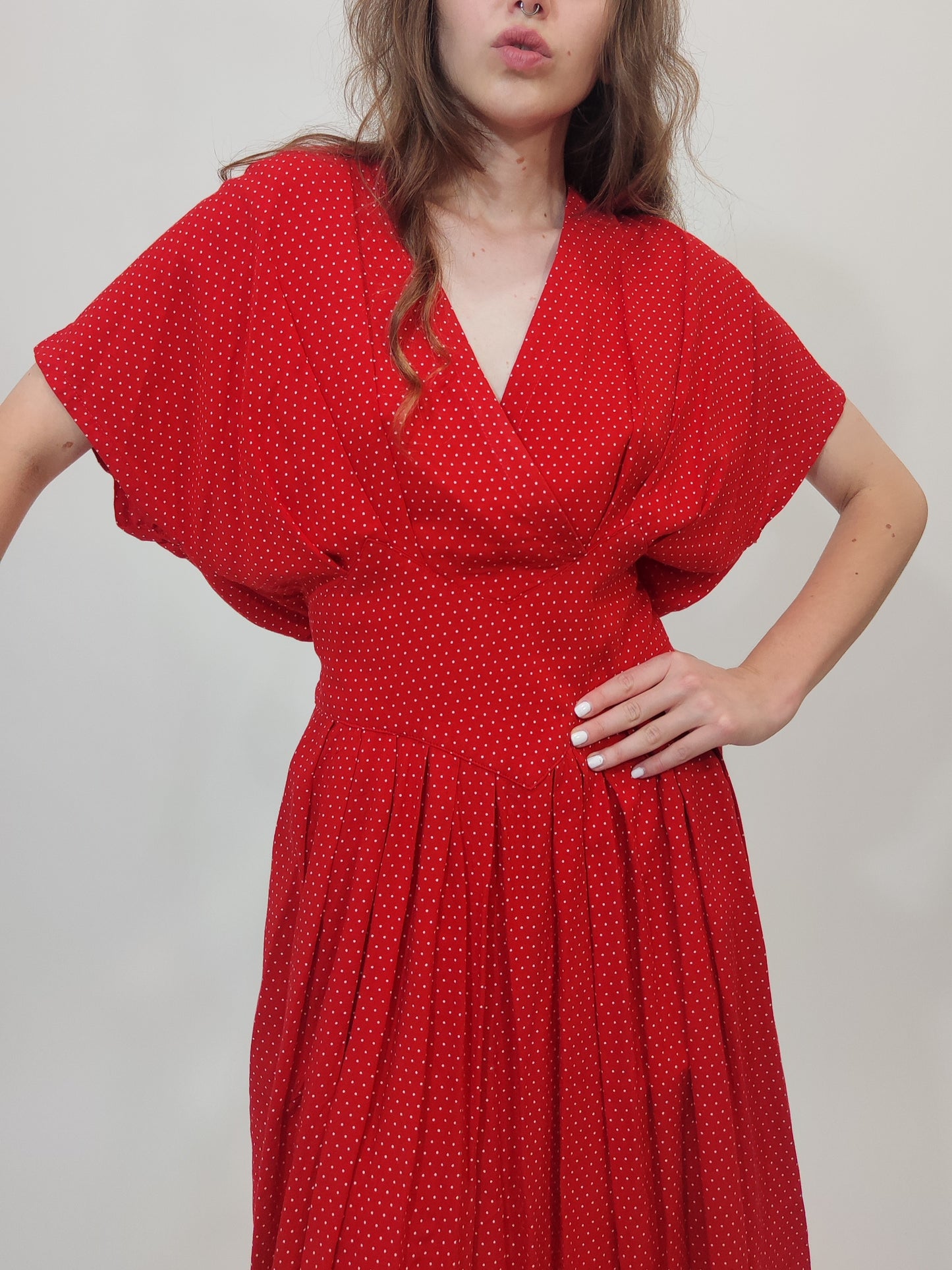 ‘80s Vintage Polka Dot Dress - M/L - Small Def.