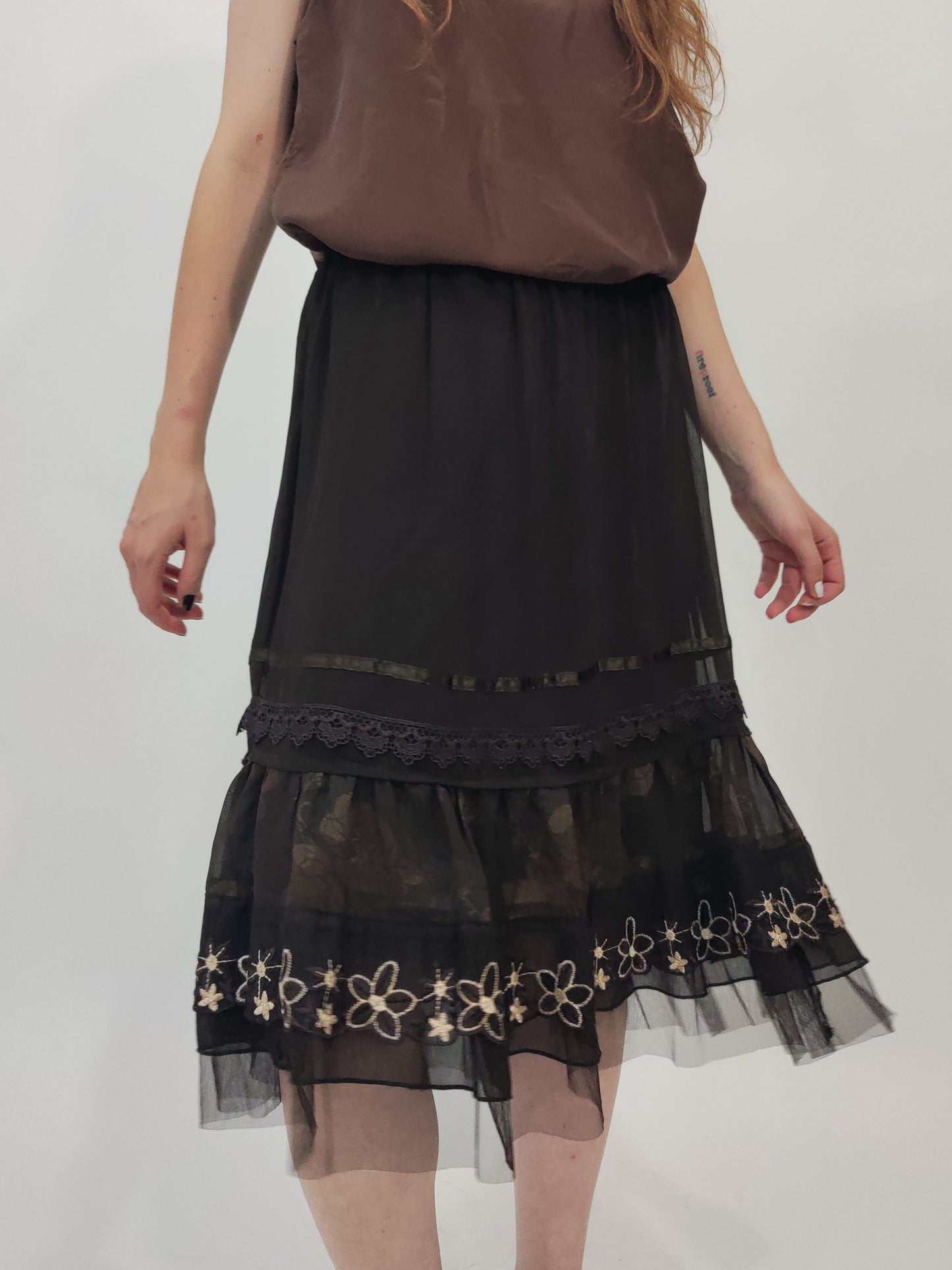 '90s Brown Mesh Skirt M/L