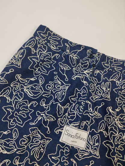 Fortuna Denim Embroidered Skirt