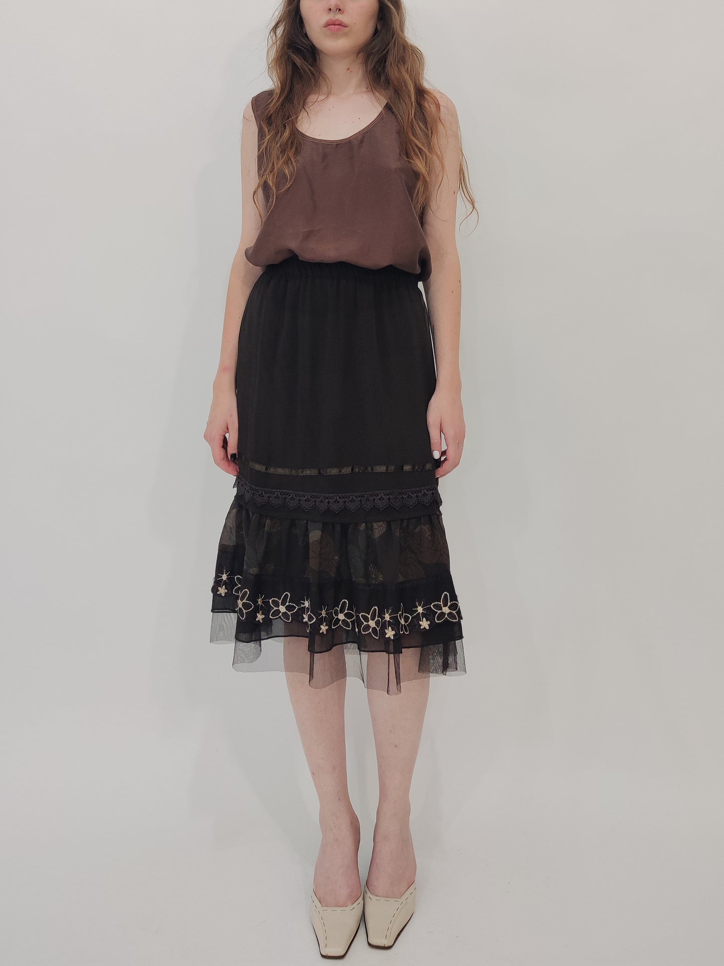 '90s Brown Mesh Skirt M/L