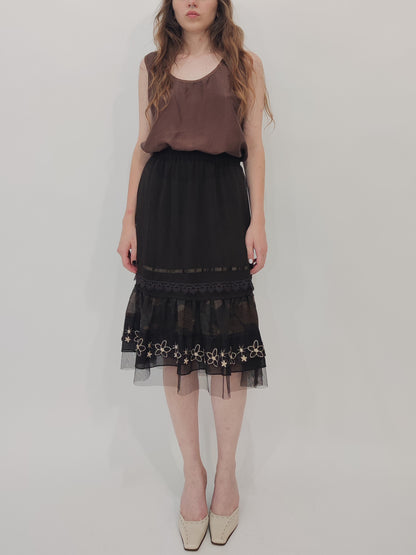 '90s Brown Mesh Skirt M/L