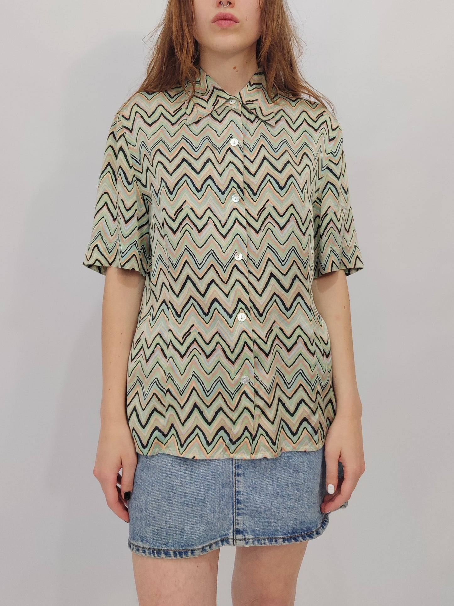 100% Pure Silk Vintage Shirt - Pastel Tones