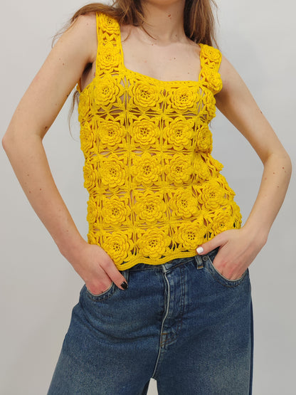 Vintage Yellow Crochet Top