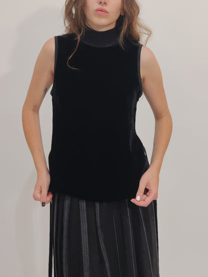 Wool And Velour Turtleneck Top