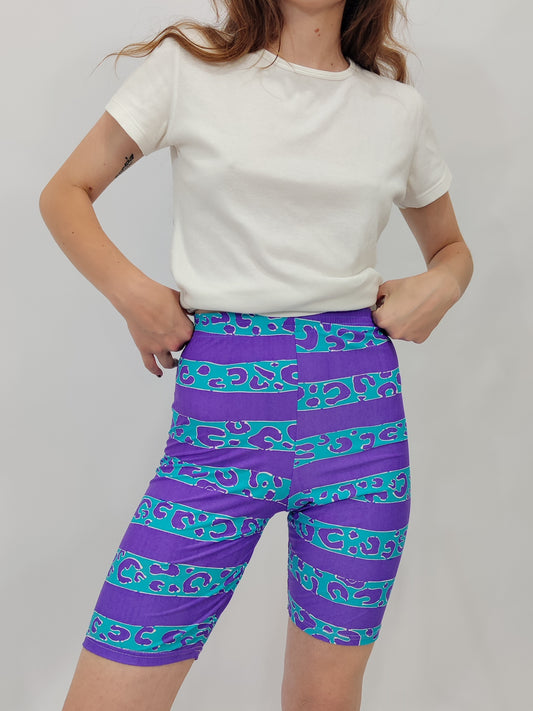 Vintage Biker Shorts - Leo Striped