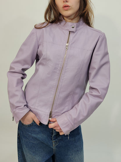'90s Real Leather Lilac Jacket