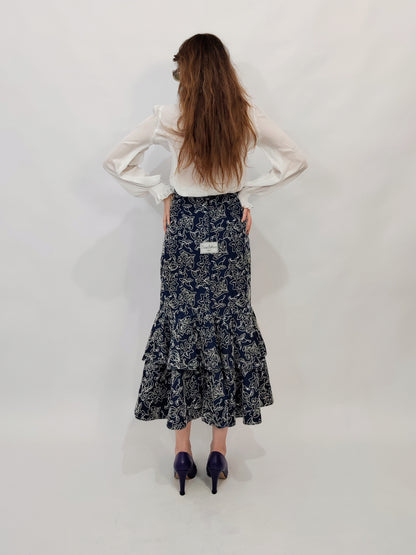 Fortuna Denim Embroidered Skirt