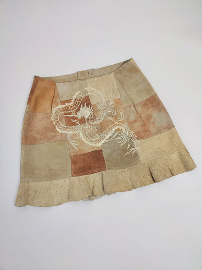 Y2K Suede Embroidered Skirt