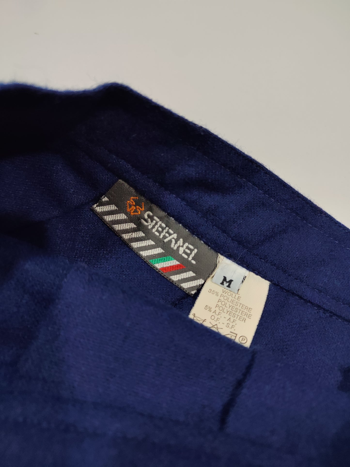 Navy Pleated Wool Skirt