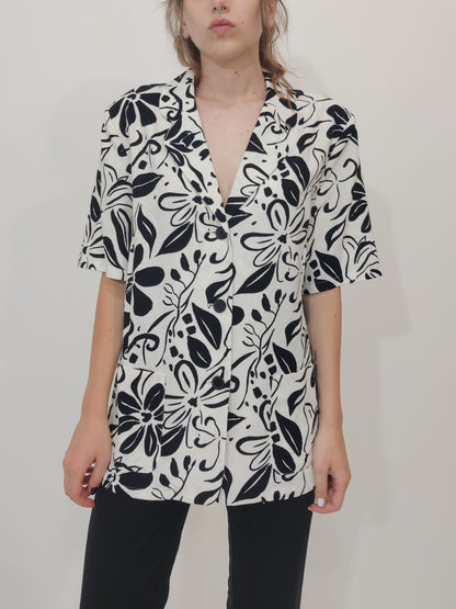Black and White Floral Vintage Blazer