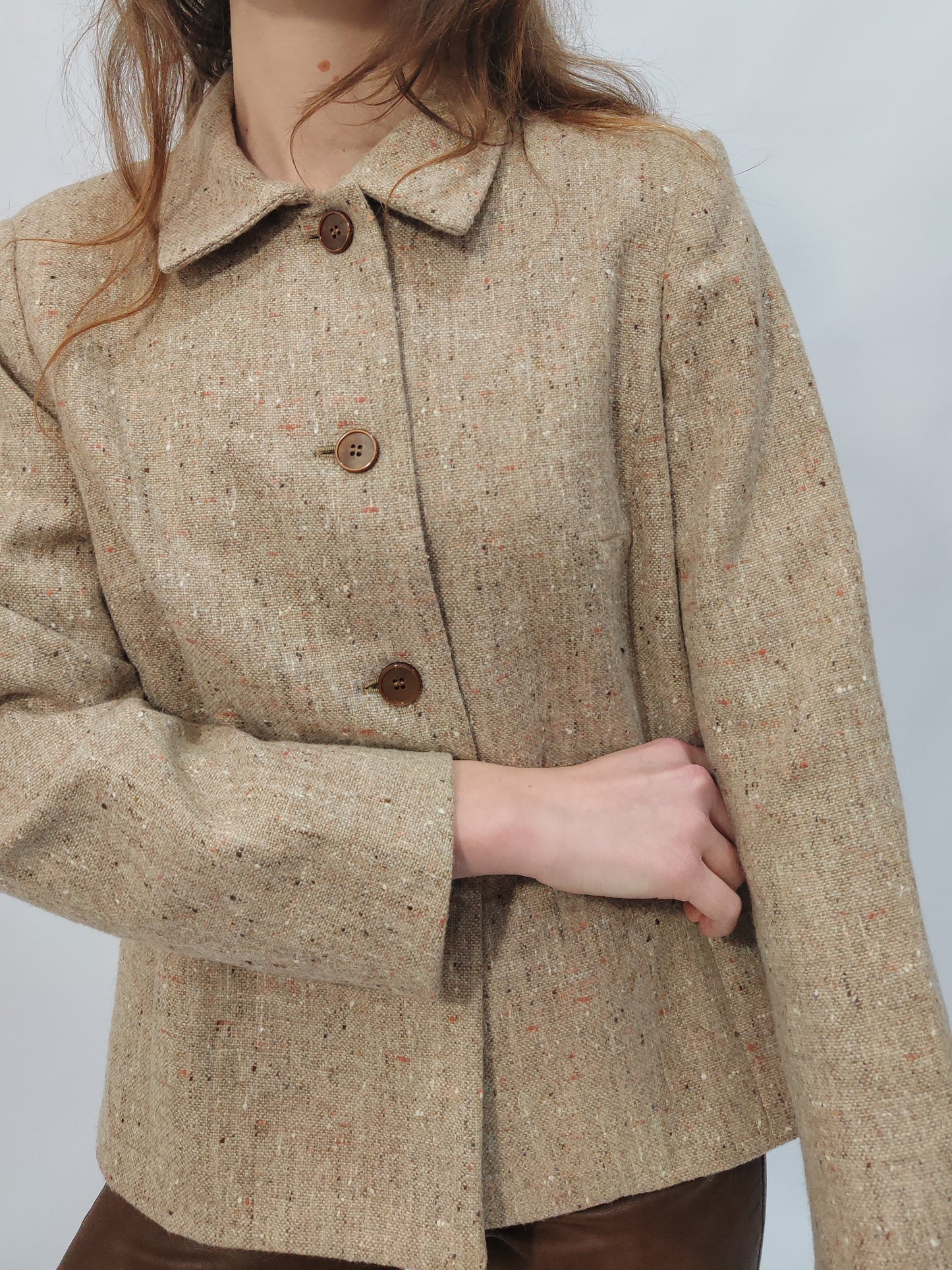 Vintage Flecked Tweed Tailored Blazer