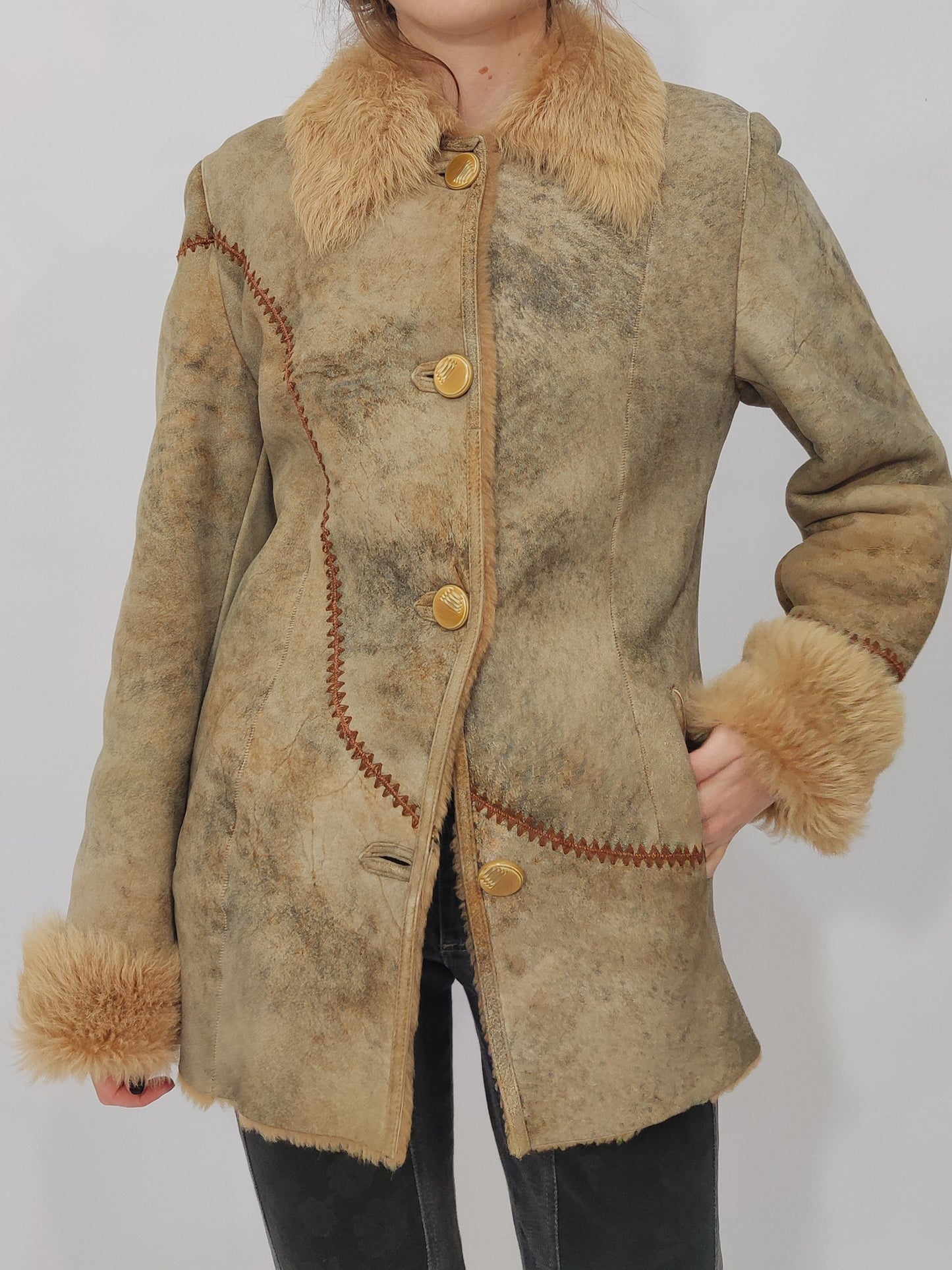 '90s Boho Shearling Coat