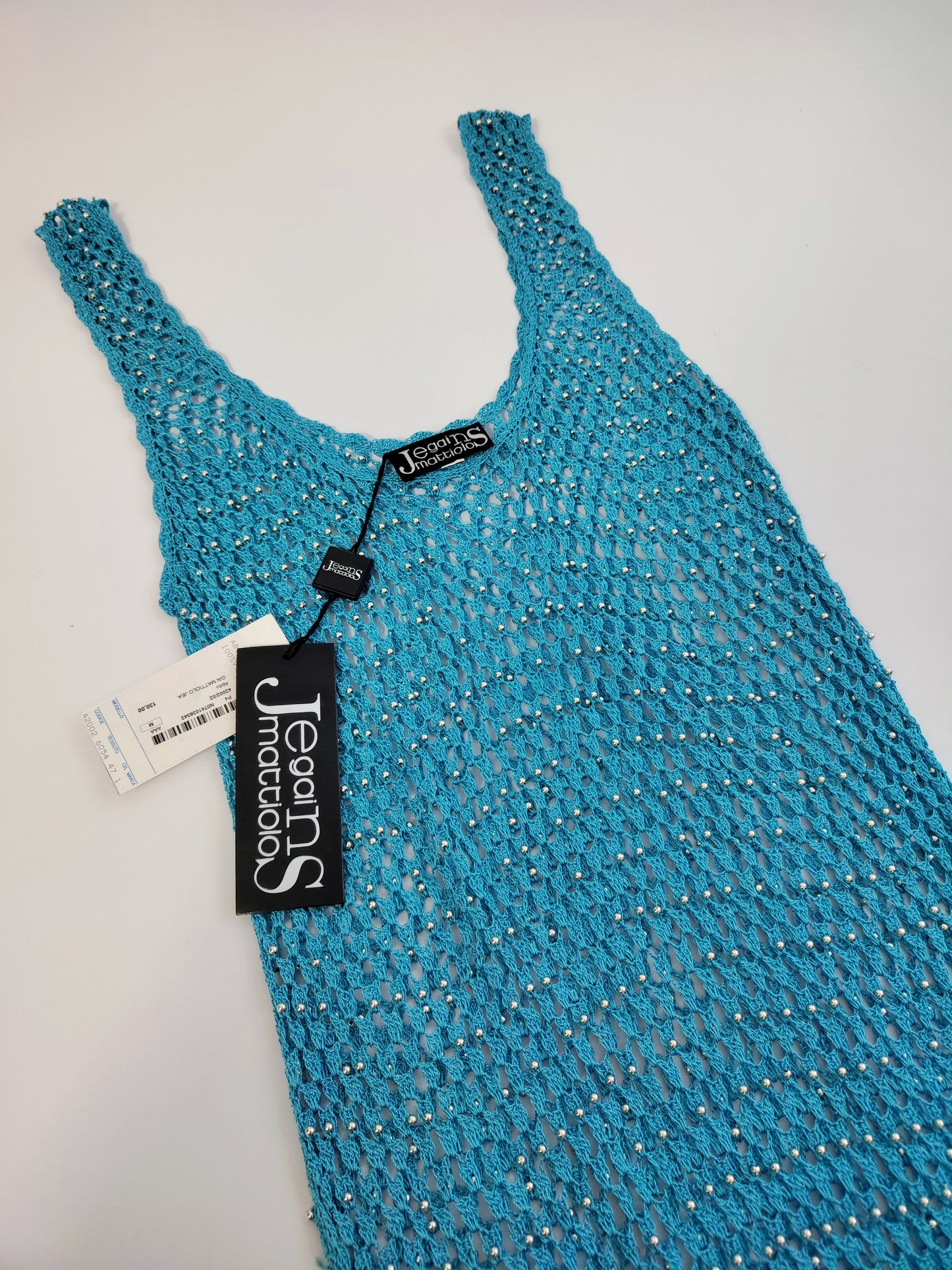 Gai Mattiolo Deadstock Fishnet Beaded Long Dress