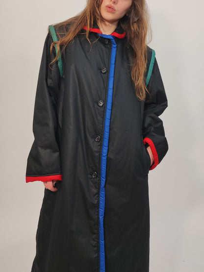 '80s Vintage Color Block Trench Coat