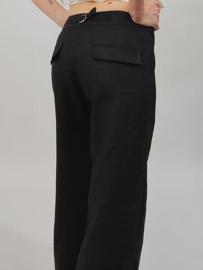 100% Linen Black Pants - Deadstock