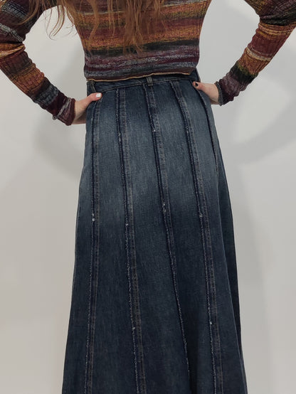 Roccobarocco Vintage Long Denim Skirt