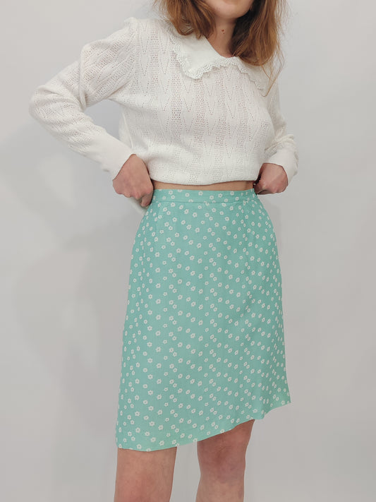 Vintage Mint Floral Skirt