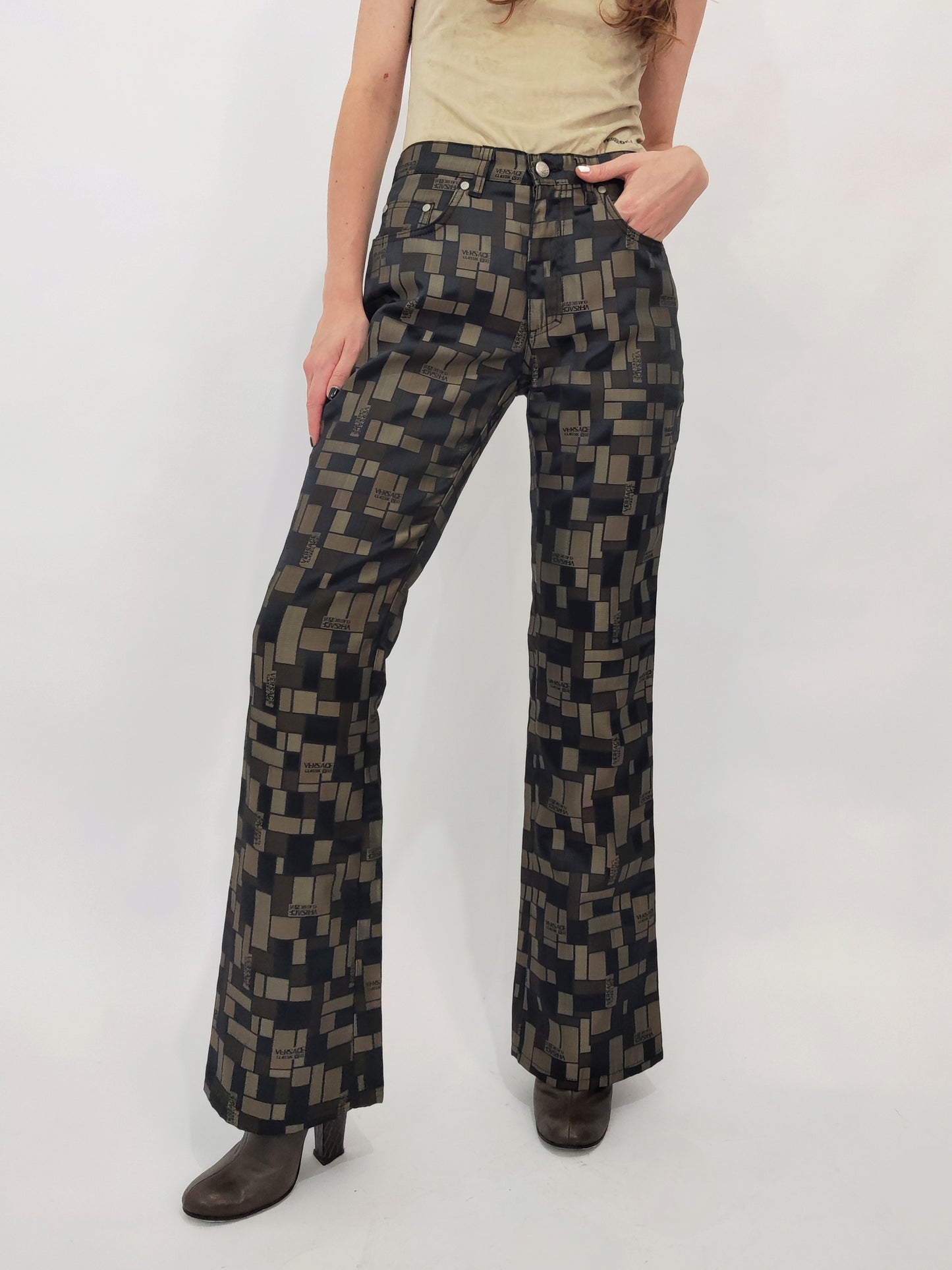 Gianni Versace V2 Vintage Nylon Trousers - Brown