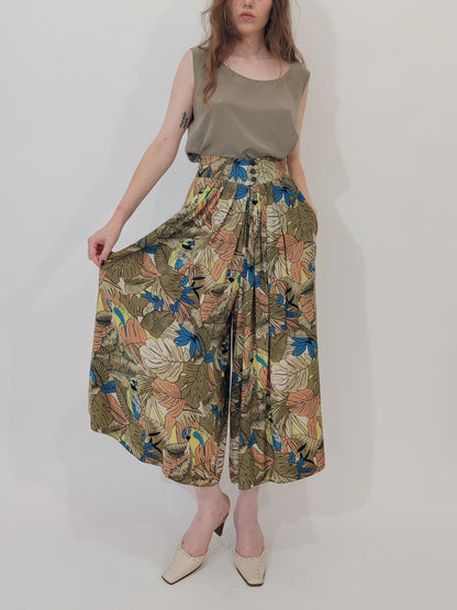 ‘80s Wide Leg Print Trousers - GC