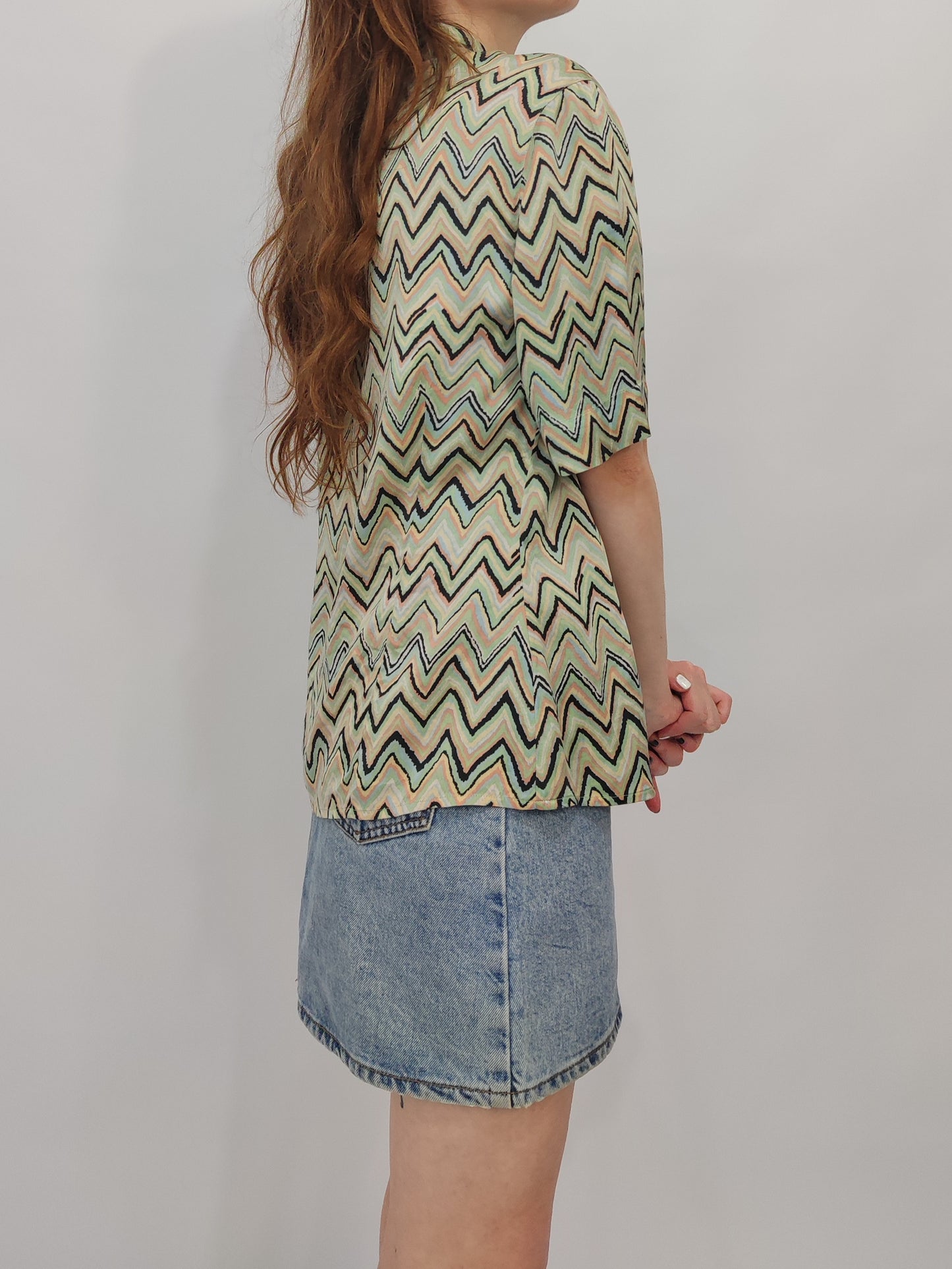 100% Pure Silk Vintage Shirt - Pastel Tones