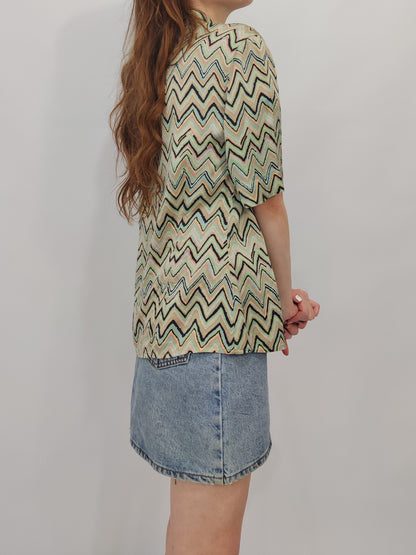 100% Pure Silk Vintage Shirt - Pastel Tones