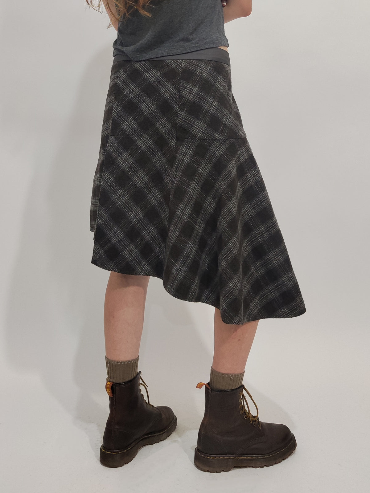 Y2K Vintage Asymmetrical Tartan Skirt