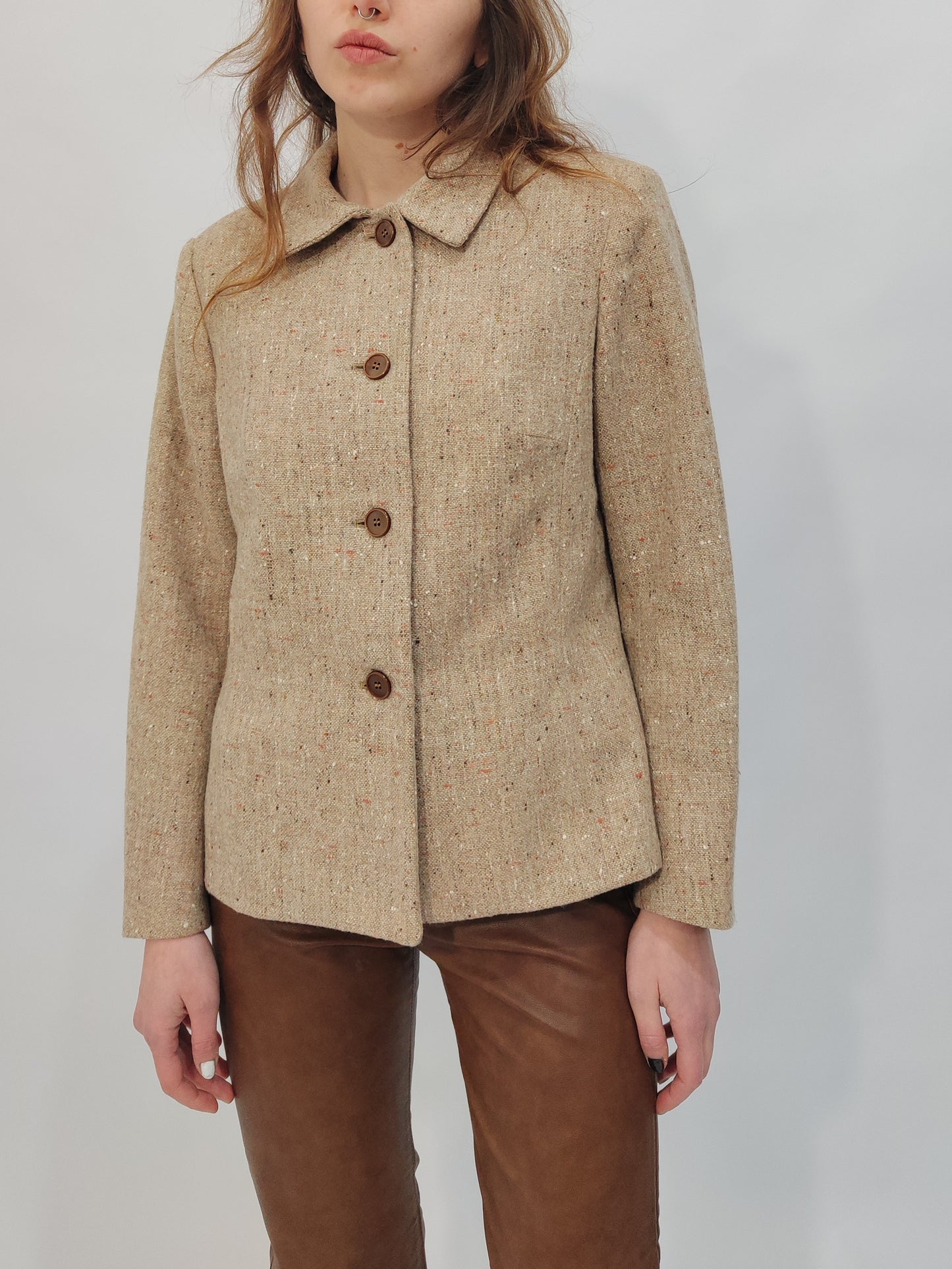 Vintage Flecked Tweed Tailored Blazer