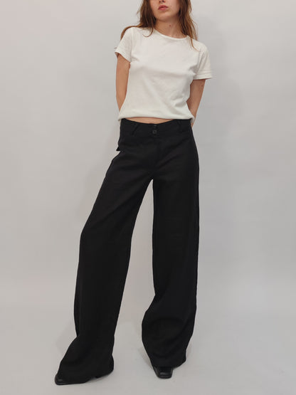 100% Linen Black Pants - Deadstock