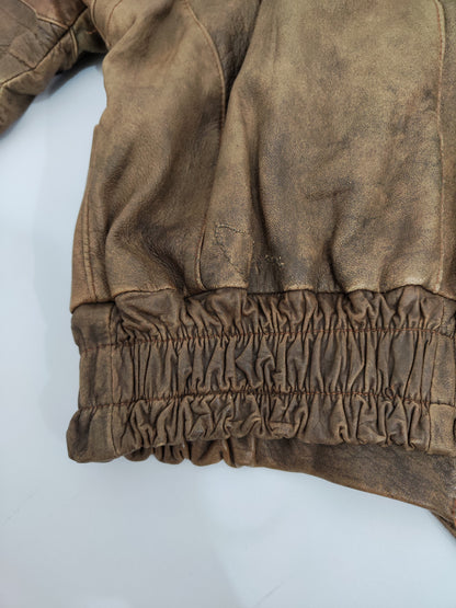 '80s Distressed Leather Bomber - Def.