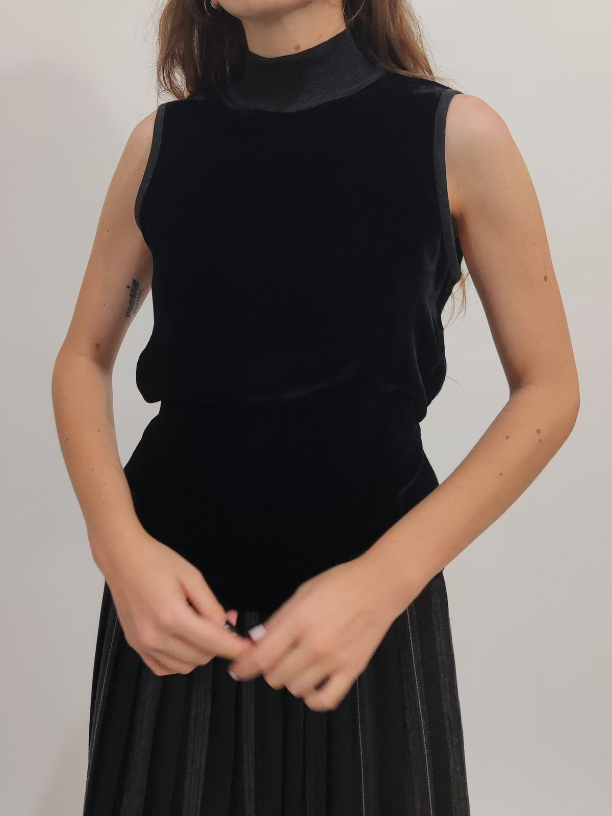 Wool And Velour Turtleneck Top
