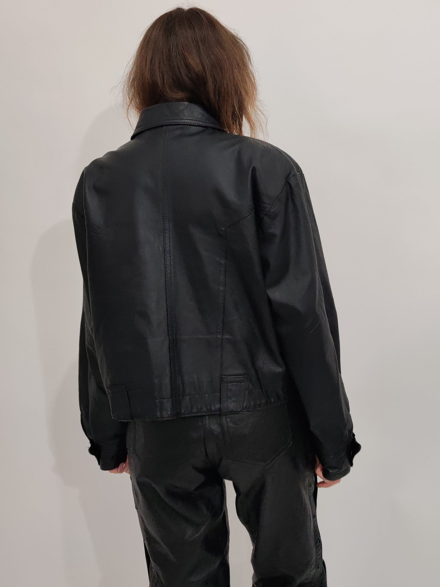 '80s Vintage Black Leather Jacket