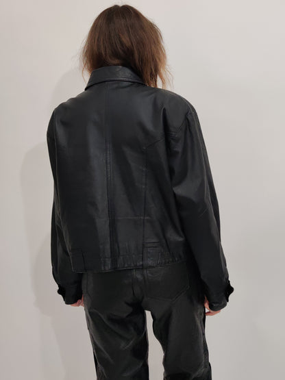 '80s Vintage Black Leather Jacket