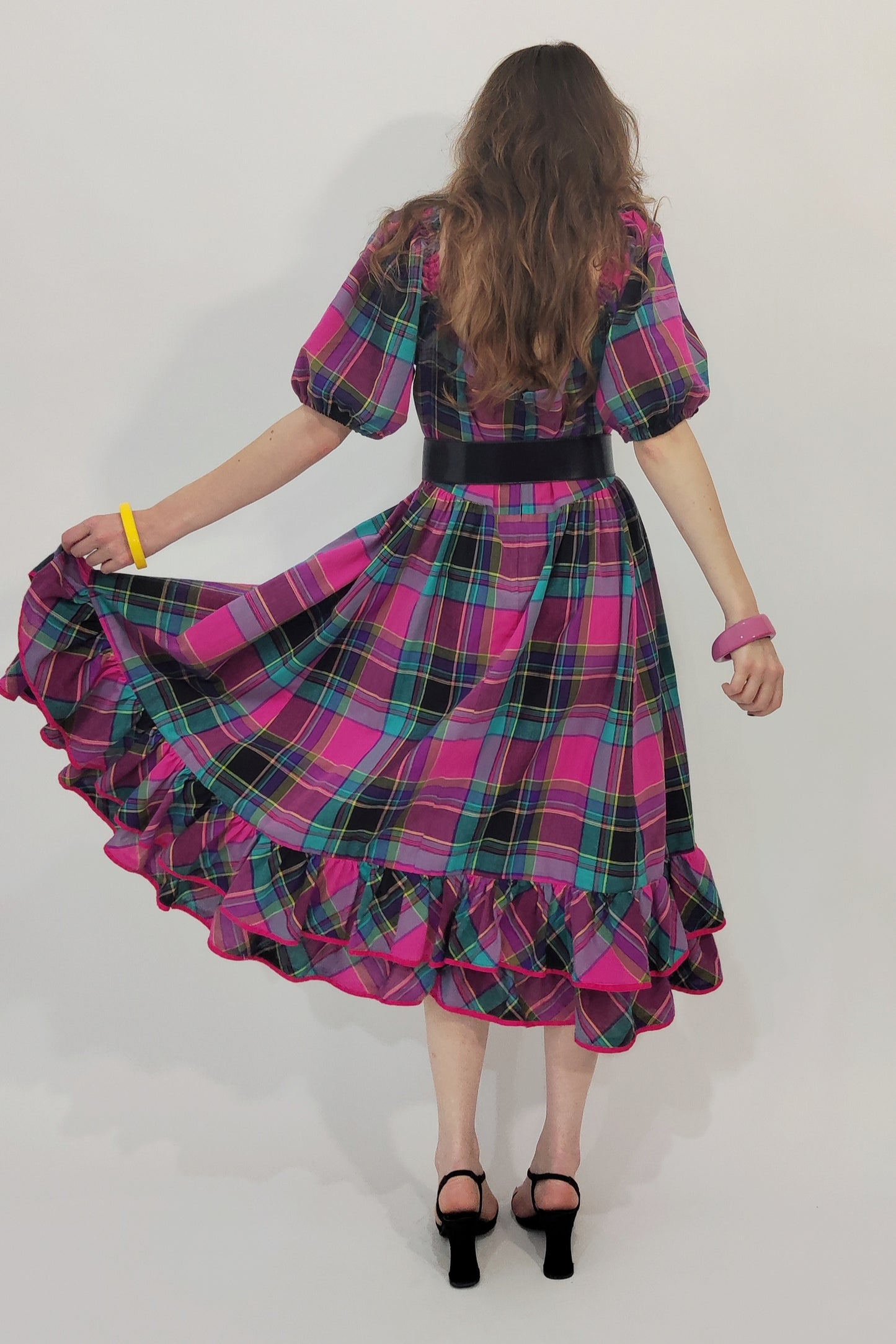 '80s Vintage Tailored Checkered Dress