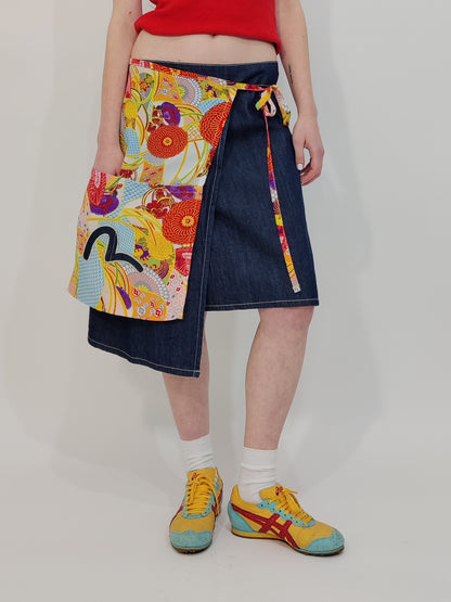 Evisu Vintage Denim Wrap Skirt