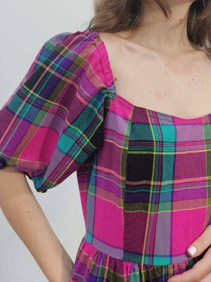 '80s Vintage Tailored Checkered Dress