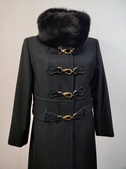100% Wool Hooked Coat, Fur Collar