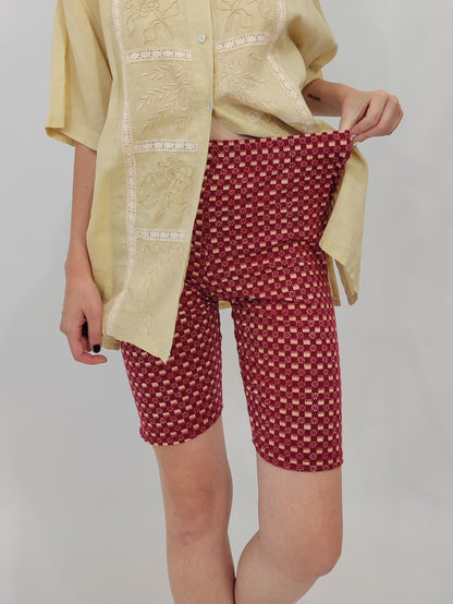 Vintage Biker Shorts - Burgundy Cream