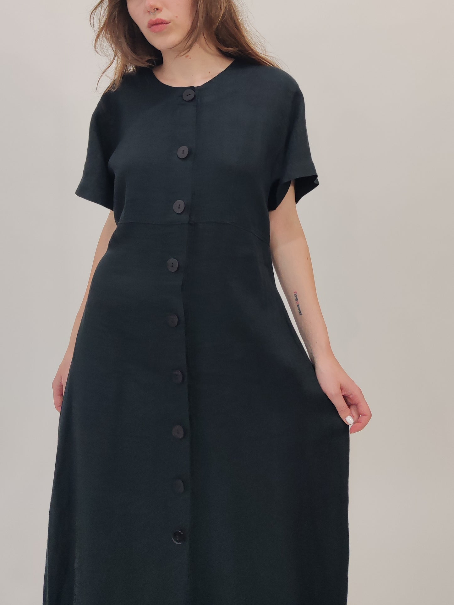 '90s Vintage 100% Linen Button Dress