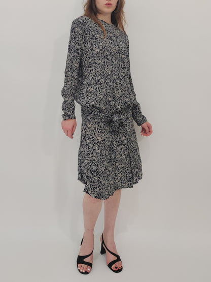 '80s Liz Clairborne Drop Waist Abstract Print Dress - DEF.