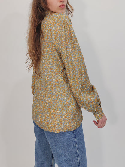 '80s Vintage Silk Floral Shirt
