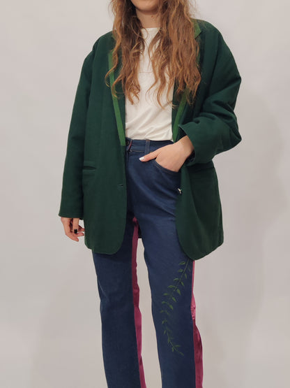 Green Wool Quilted Blazer