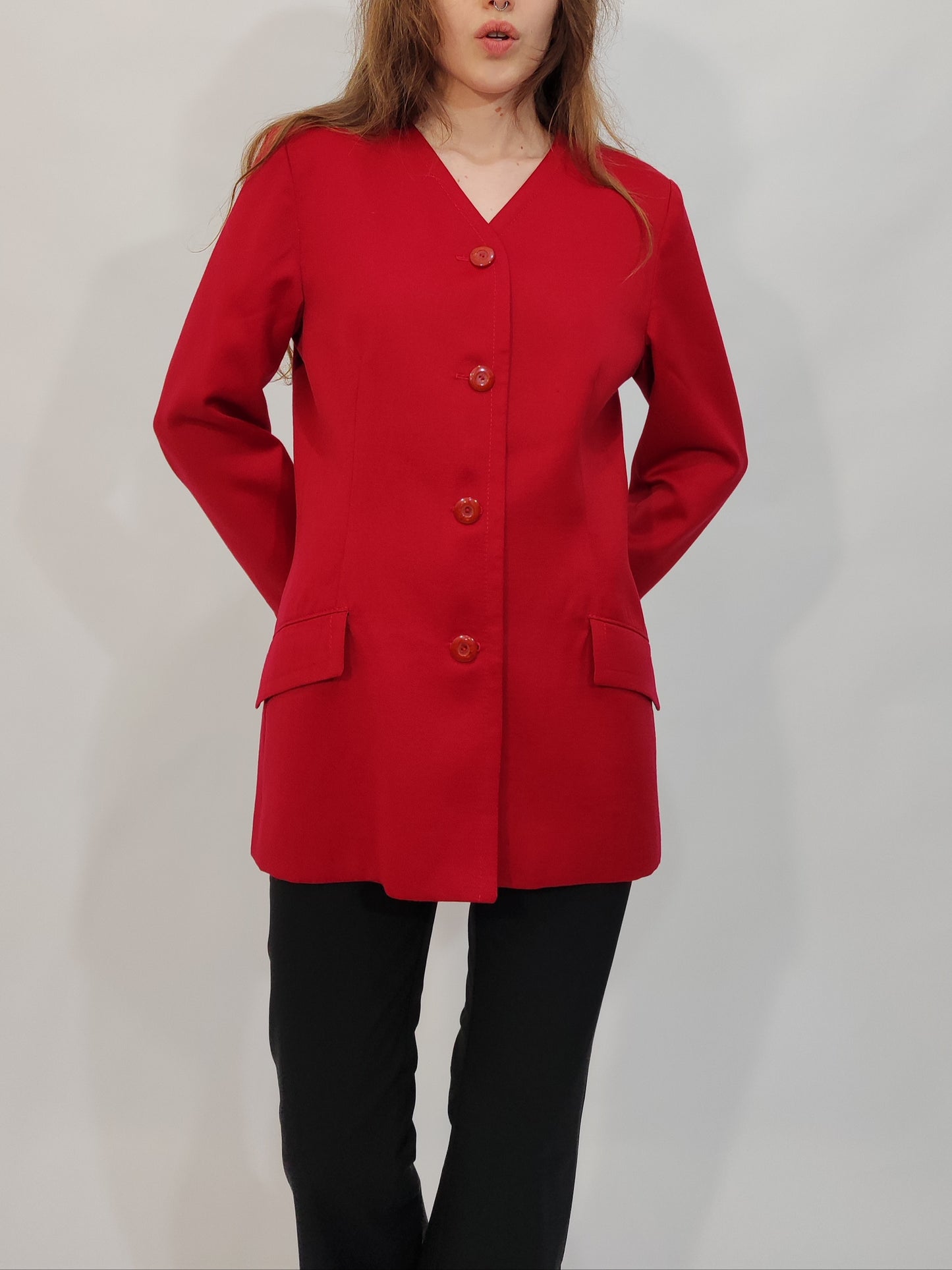 '80s Tailored Red Blazer