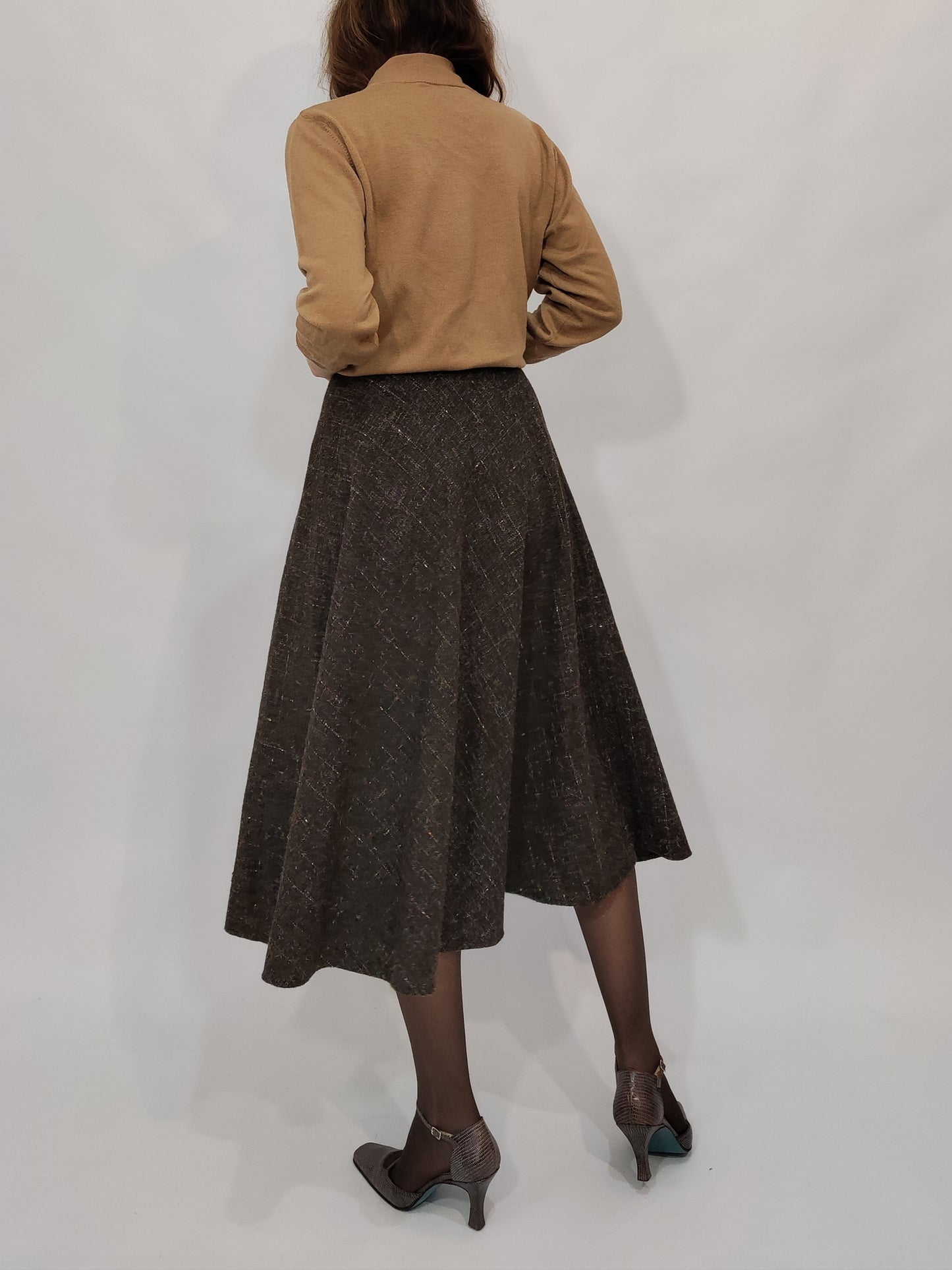 '80s Flecked Tweed Skirt