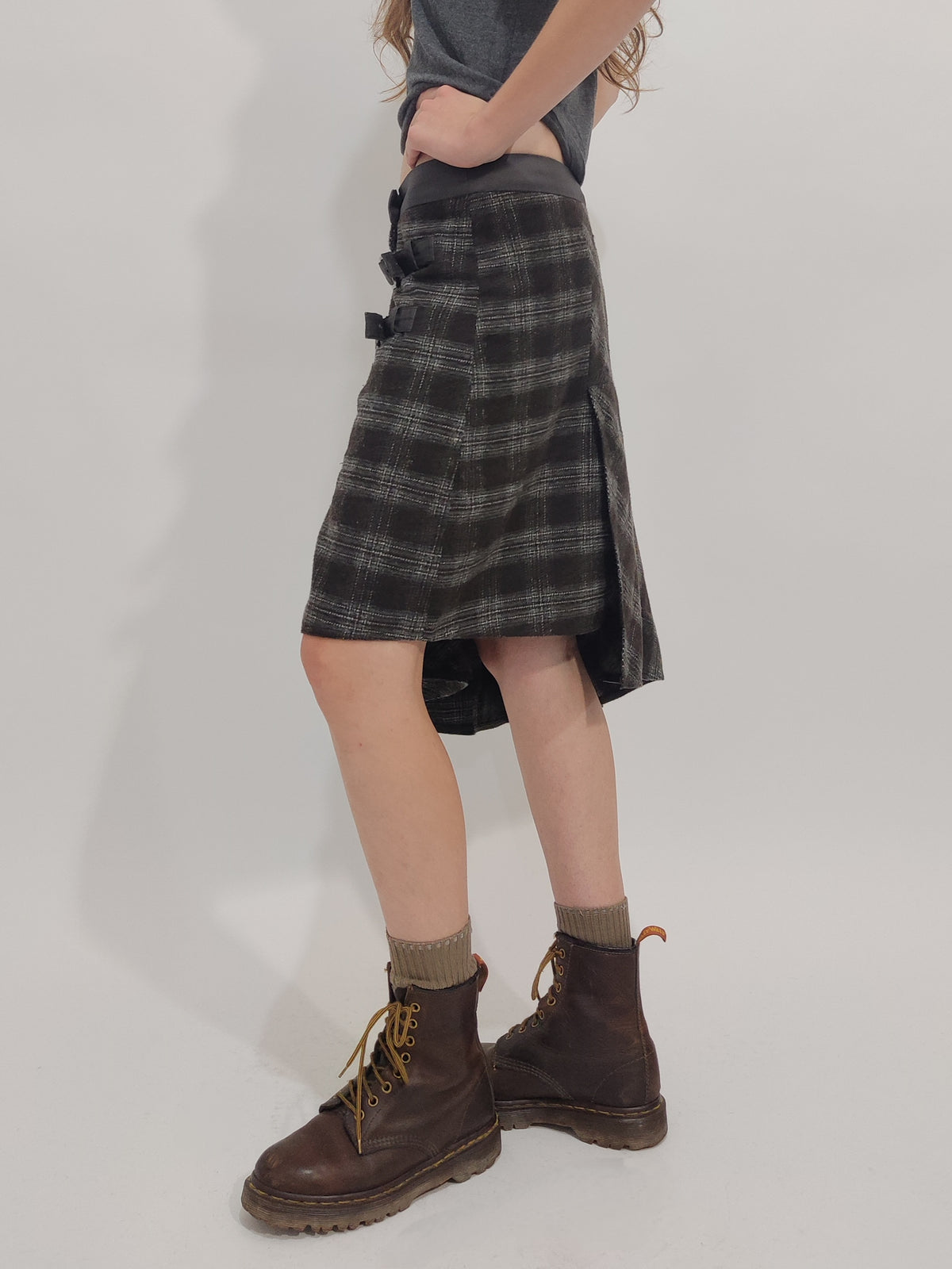 Y2K Vintage Asymmetrical Tartan Skirt