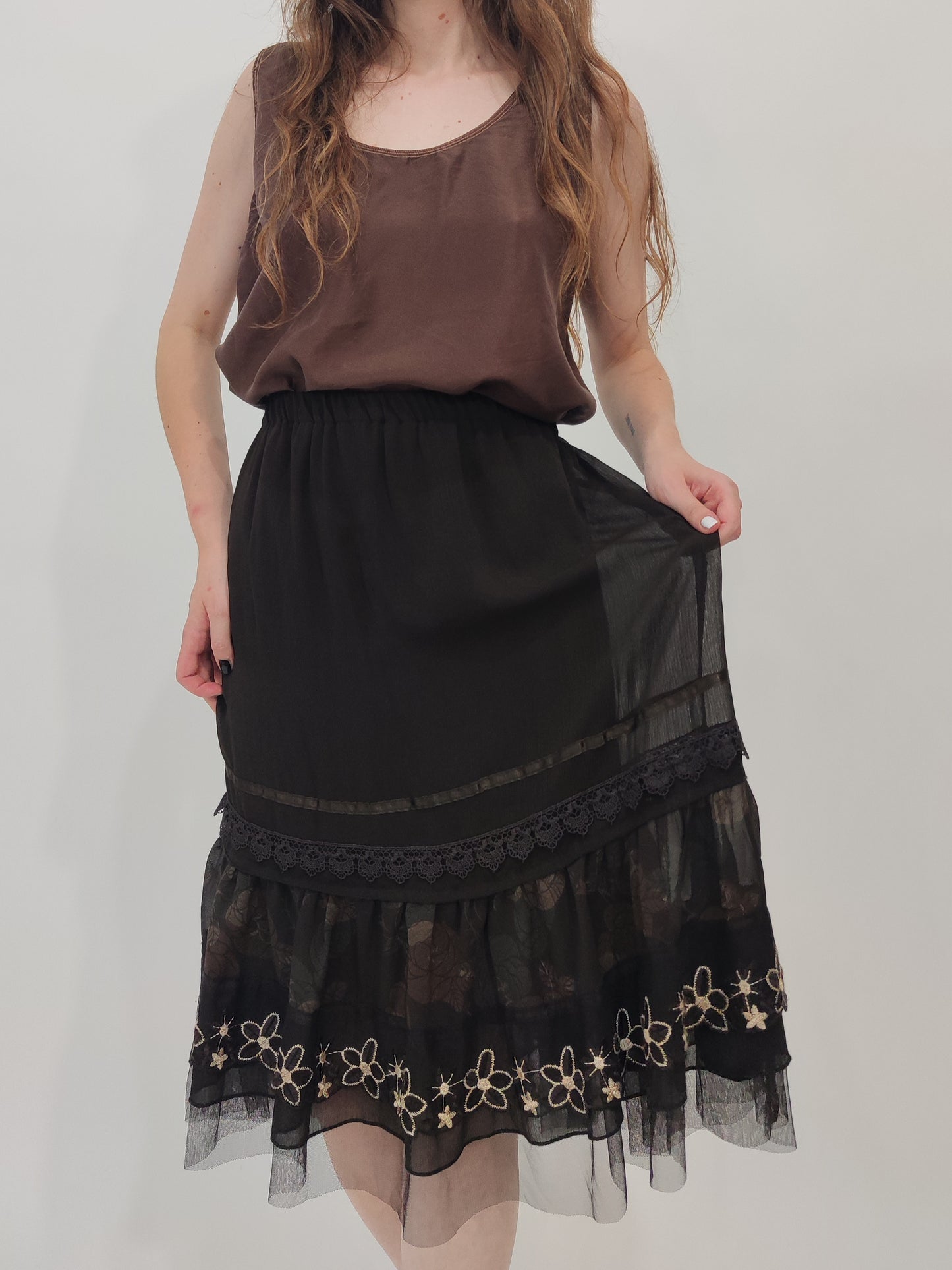 '90s Brown Mesh Skirt M/L