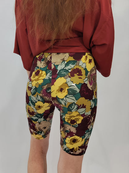 Vintage Biker Shorts - Floral Burgundy