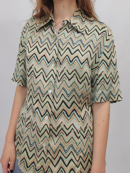 100% Pure Silk Vintage Shirt - Pastel Tones