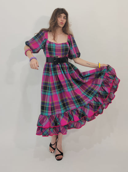 '80s Vintage Tailored Checkered Dress